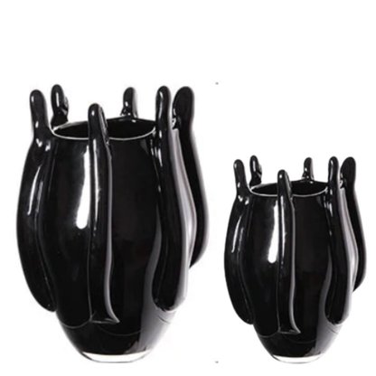 Luxus schwarze Glasvase – modern, einzigartig, Wohnraum Centerpiece
