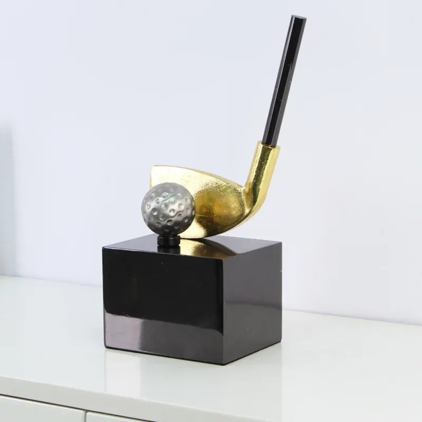 Luxus Gold Golf Skulptur Dekofigur Metall Kunstobjekt