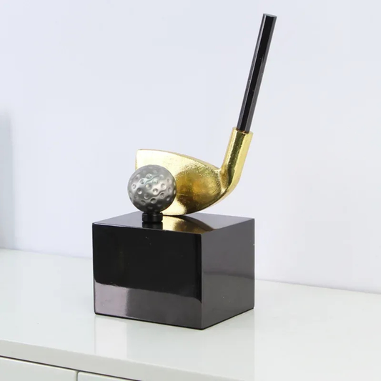 Luxus Gold Golf Skulptur Dekofigur Metall Kunstobjekt