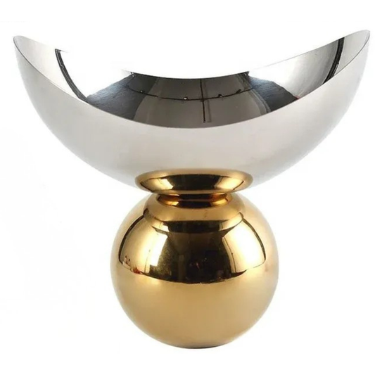 Nordische Edelstahl Obstschale Silber Gold Kugelfuß