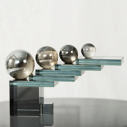 Luxus Silber Kristall Skulptur Geometrisches Glas Design Deko