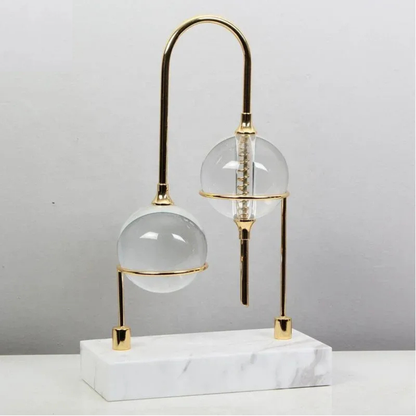 Luxus Kristallkugel Skulptur Gold Metall Marmor Basis Wohn Deko