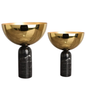 Goldene Metall-Schalen mit Marmorsockel – Luxus Dekoset 2er
