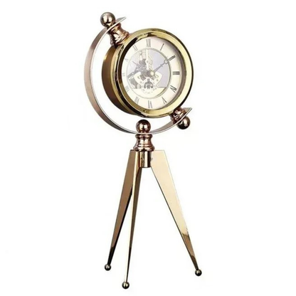 Goldene Tripod-Tischuhr aus Metall