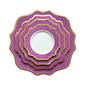 Set of purple plates with gold rims on a white background
