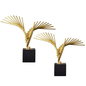 2er Set Luxus Gold Metall Skulpturen auf Marmor Basis Modern