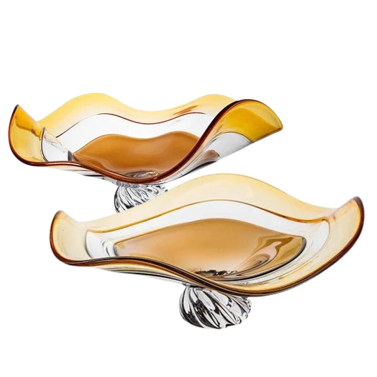 2er Set Luxus Modern Handgefertigte Braune Glas Schalen