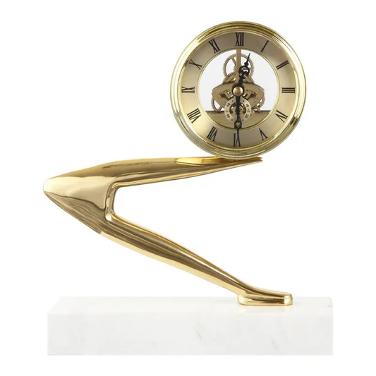 Luxuriöse Messing-Tischuhr im Art-Déco-Design