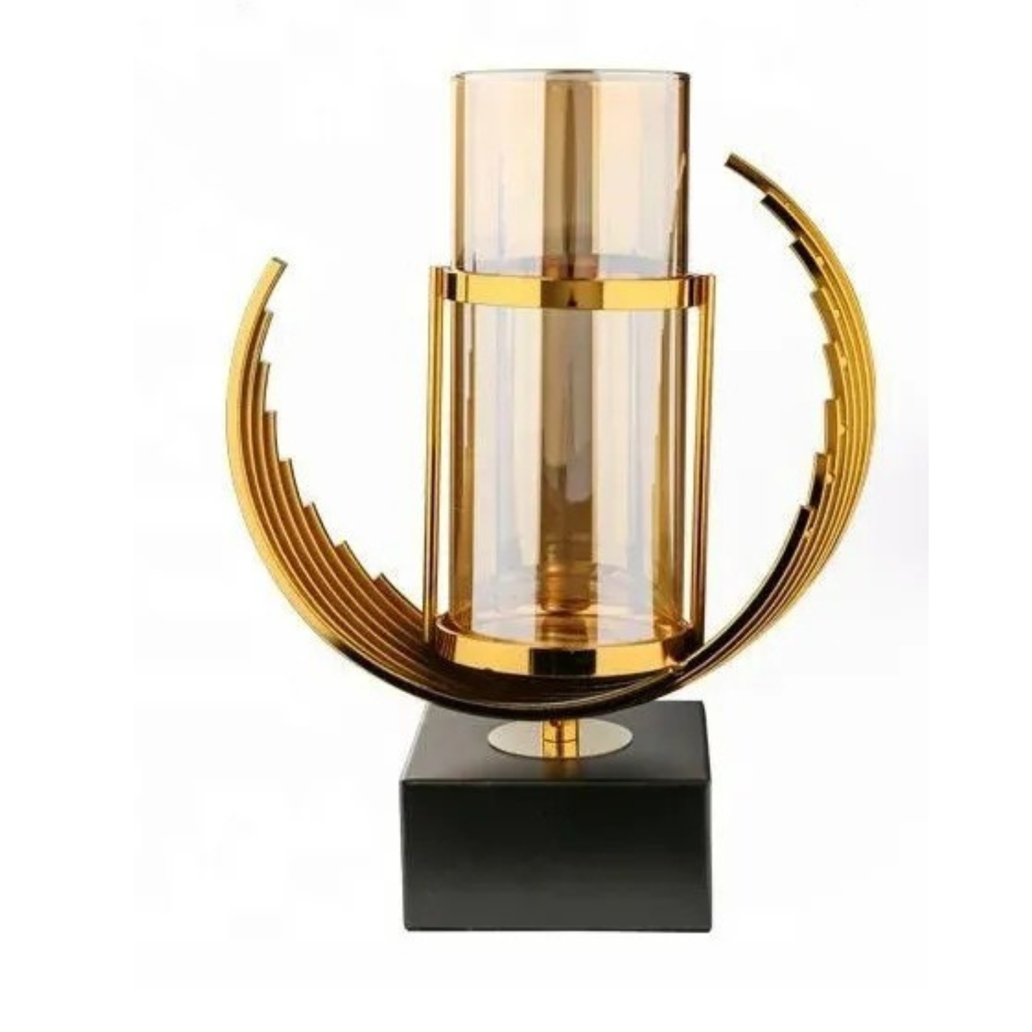 Goldene Metall-Glasvase im Art-Déco-Stil – 28 cm