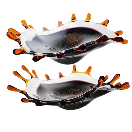 2er Set Muschel-förmige Handgefertigte Farbige Glasplatten