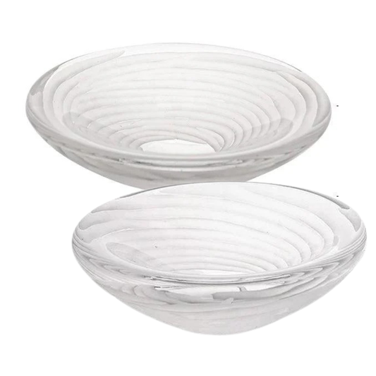 2er Kristall-Obstteller – Dekoratives Glas mit Frostmuster