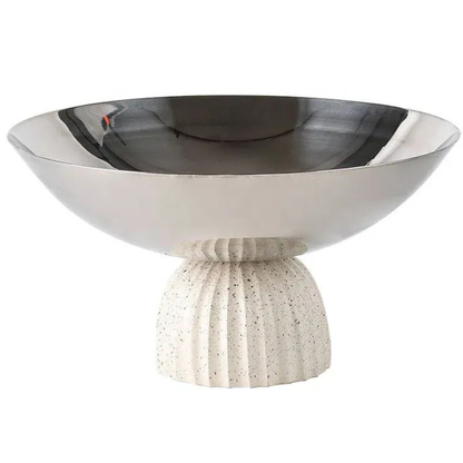 Große Nordische Metall Obstschale mit Harzbasis