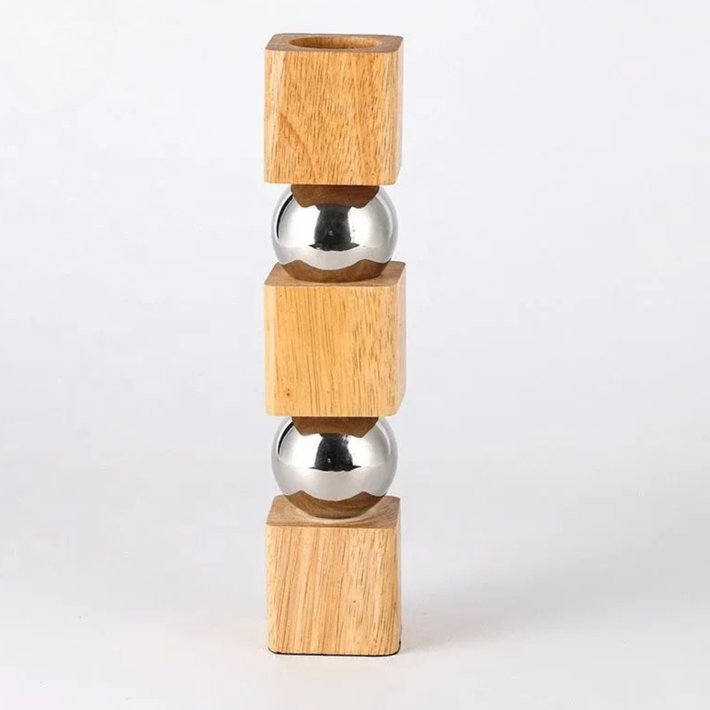 Moderne Metallkugel Holzvase Design Deko