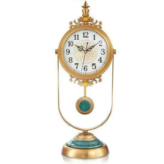 Elegante Europäische Keramik Tischuhr in Gold