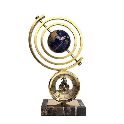 Luxus Globus Uhr Skulptur Gold Marmor Deko