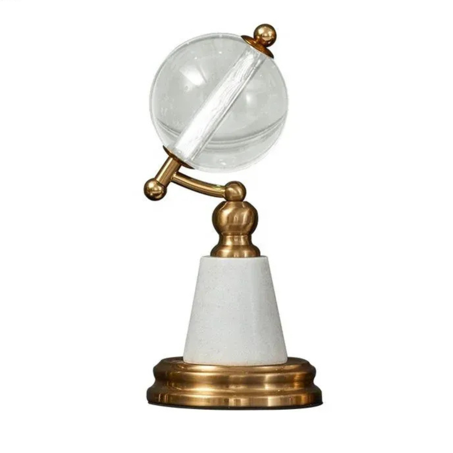 Luxus Kristall Globus auf Marmor Sockel Gold Design 27cm