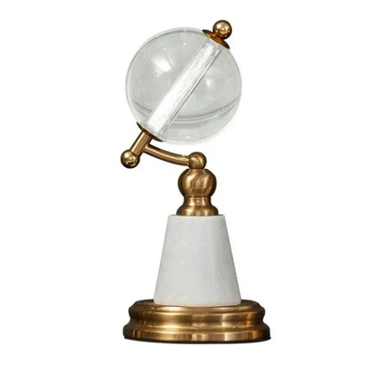 Luxus Kristall Globus auf Marmor Sockel Gold Design 27cm