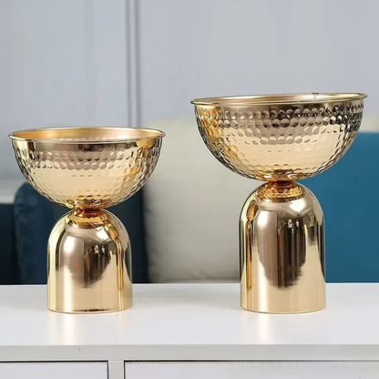 Goldene Metall-Fruchtschalen 2er Set – Luxus Dekoration