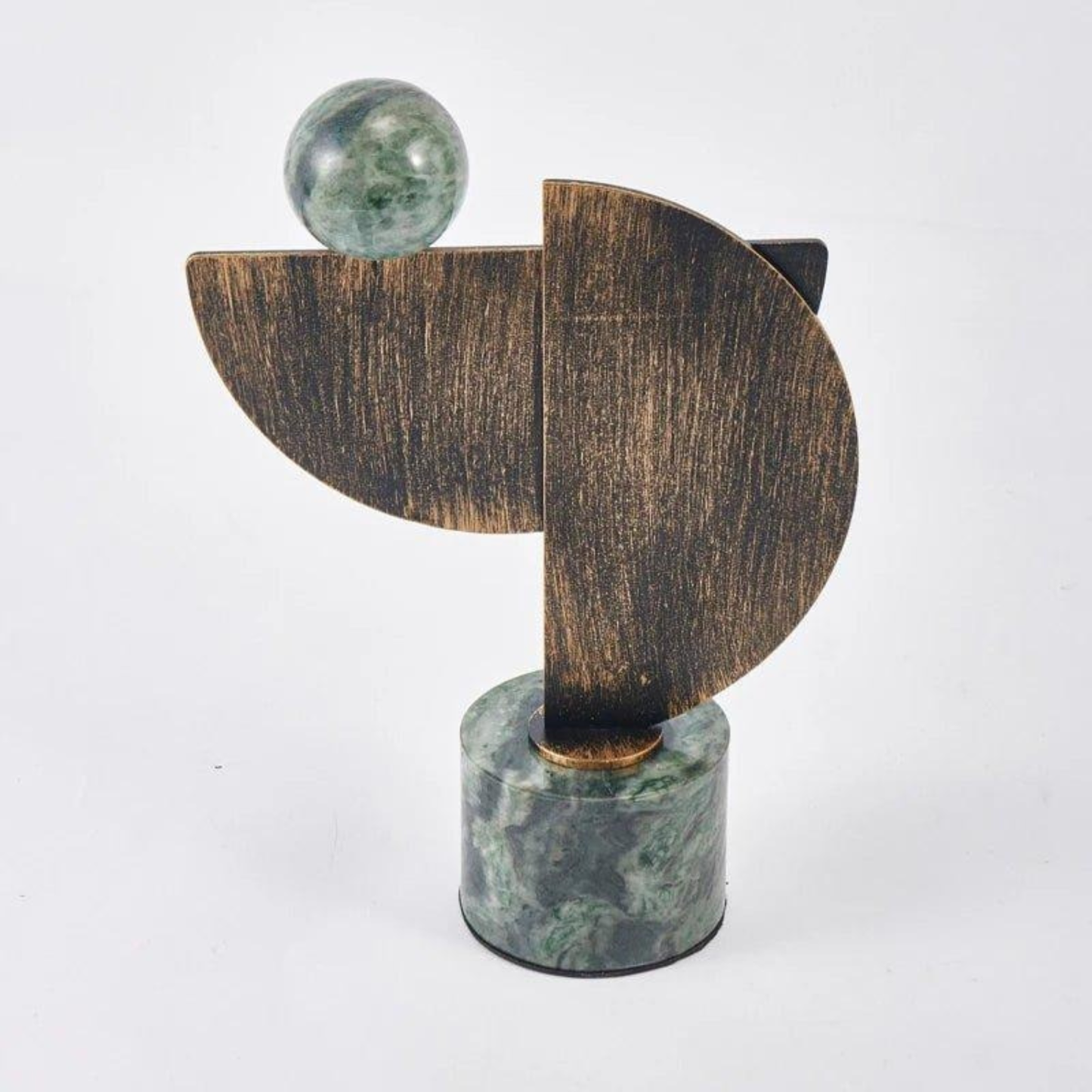 Abstrakte Bronze-Skulptur mit Marmorsockel – Handgefertigte