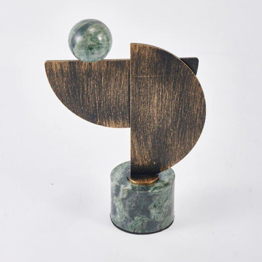 Abstrakte Bronze-Skulptur mit Marmorsockel – Handgefertigte