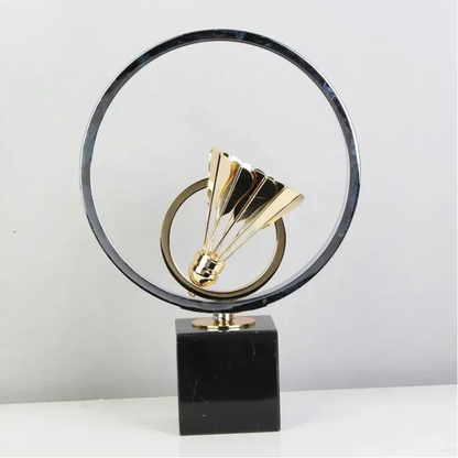 Luxus Metall Skulptur Badminton Kunstobjekt Gold Silber Deko