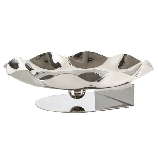 Minimalistische Edelstahl Obstschale im Wellen Design