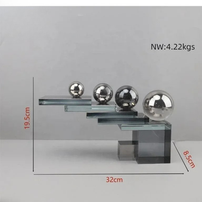 Luxus Silber Kristall Skulptur Geometrisches Glas Design Deko