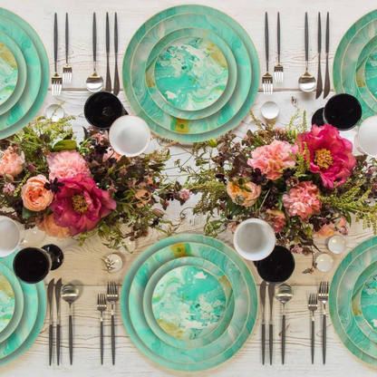 Luxuriöses Green Marble Pattern Bone China Geschirrset