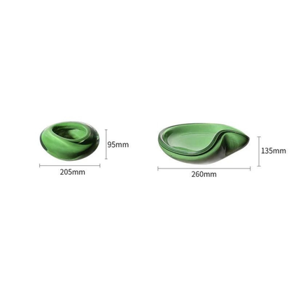 2er Set Grüne Fancy Glas Schale – Dekorative Murano Glas Ornament