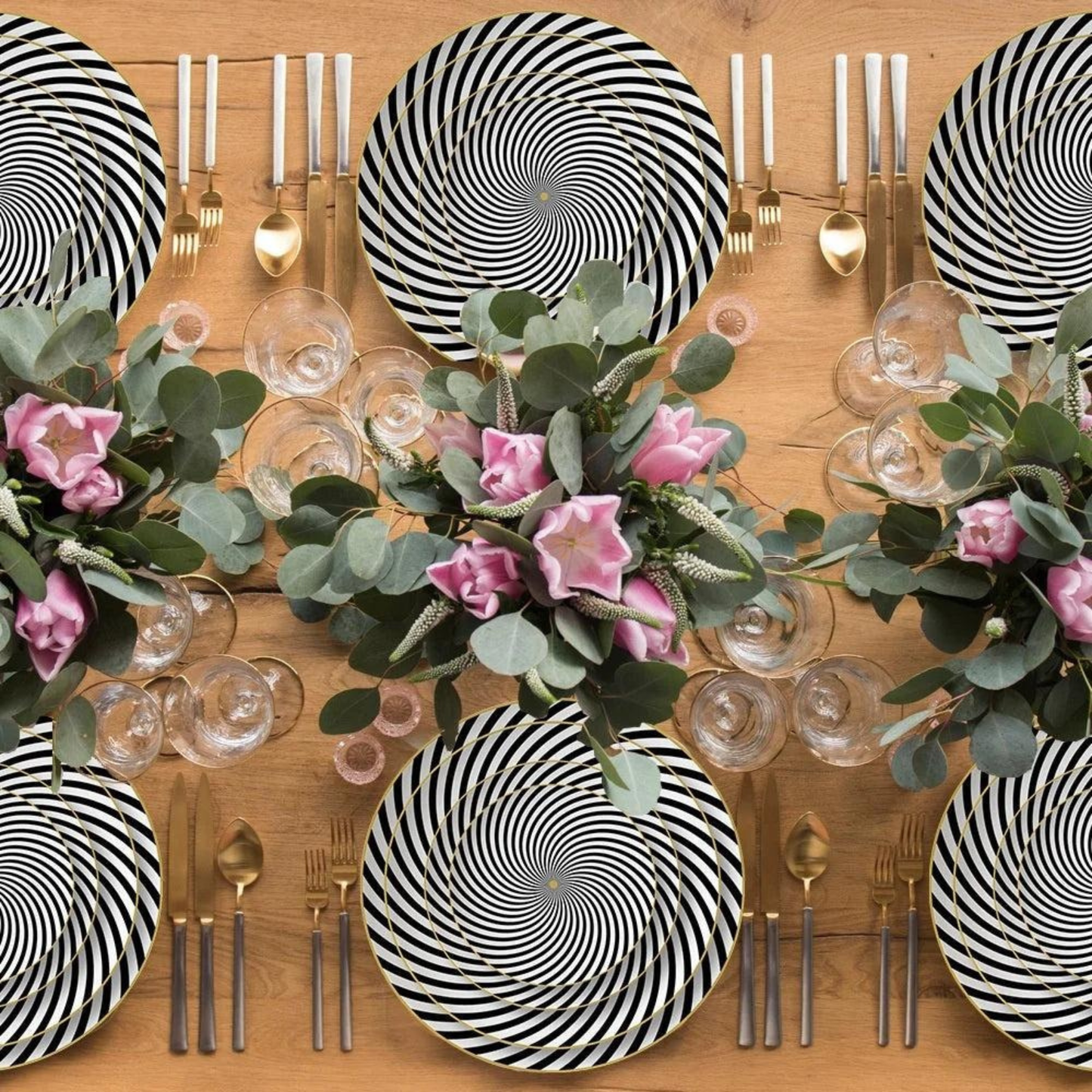 Luxuriöses Black Stripe Bone China Geschirrset