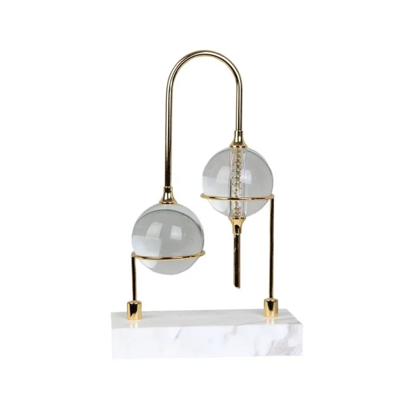 Luxus Kristallkugel Skulptur Gold Metall Marmor Basis Wohn Deko