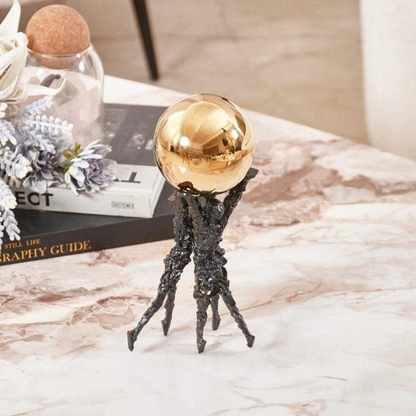 Luxuriöse Goldkugel Skulptur – Metall Tischdekoration,
