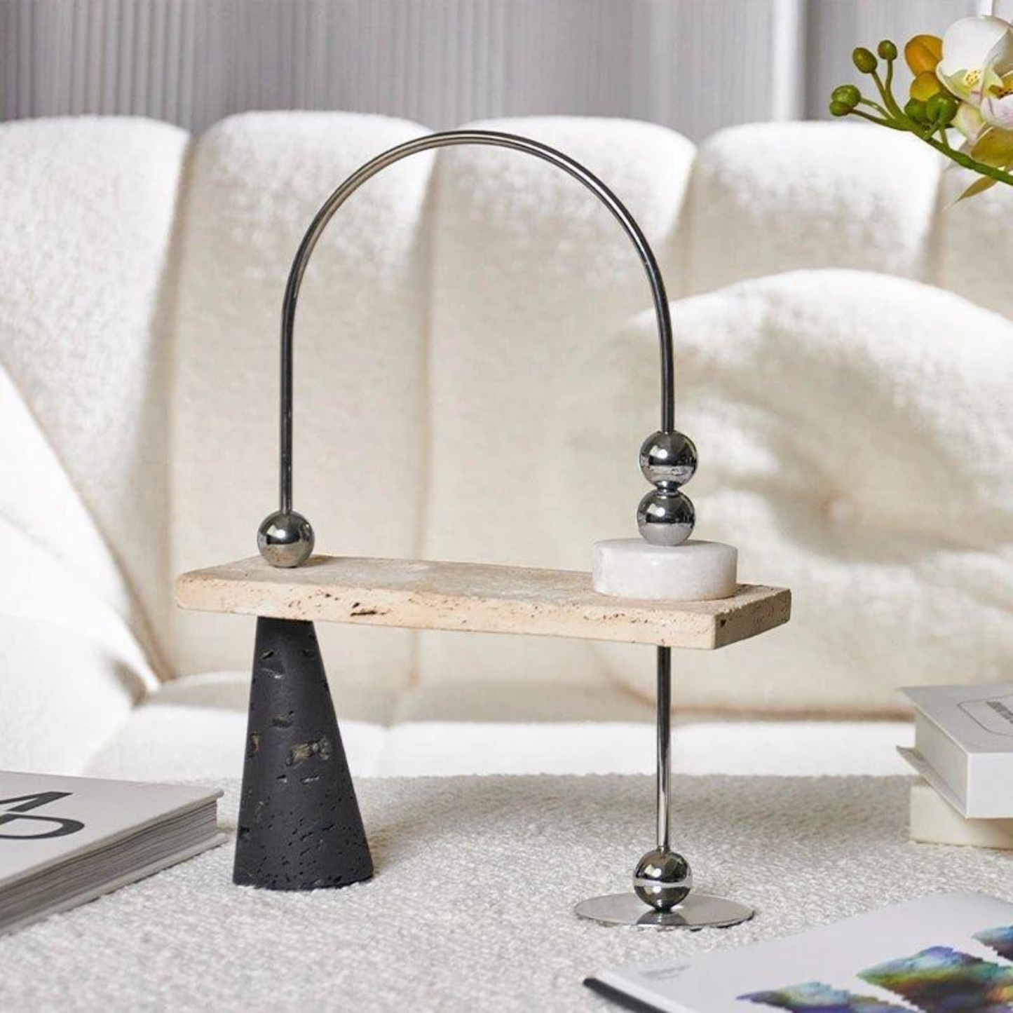 Modernes Marmor-Balance-Dekorobjekt – Handgefertigte