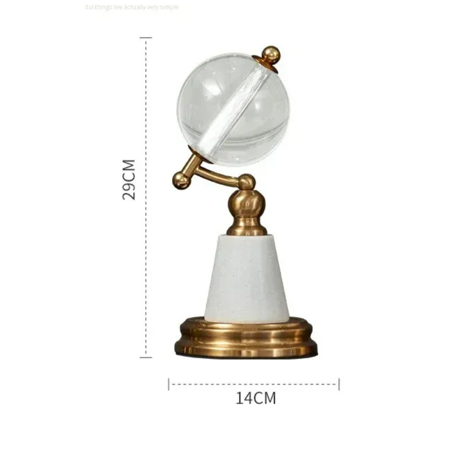 Luxus Kristall Globus auf Marmor Sockel Gold Design 27cm