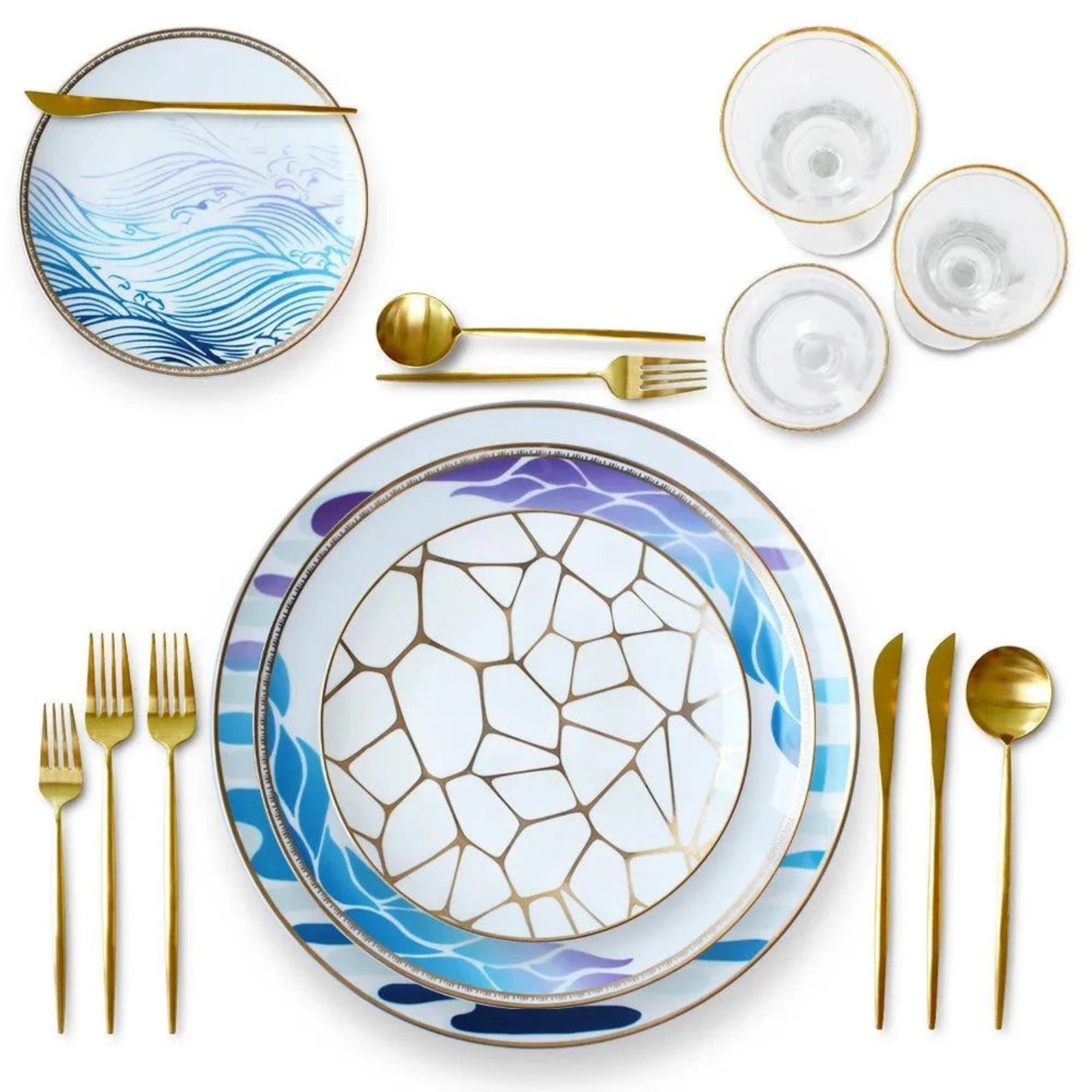 Luxuriöses Elegance Decal Bone China Geschirrset