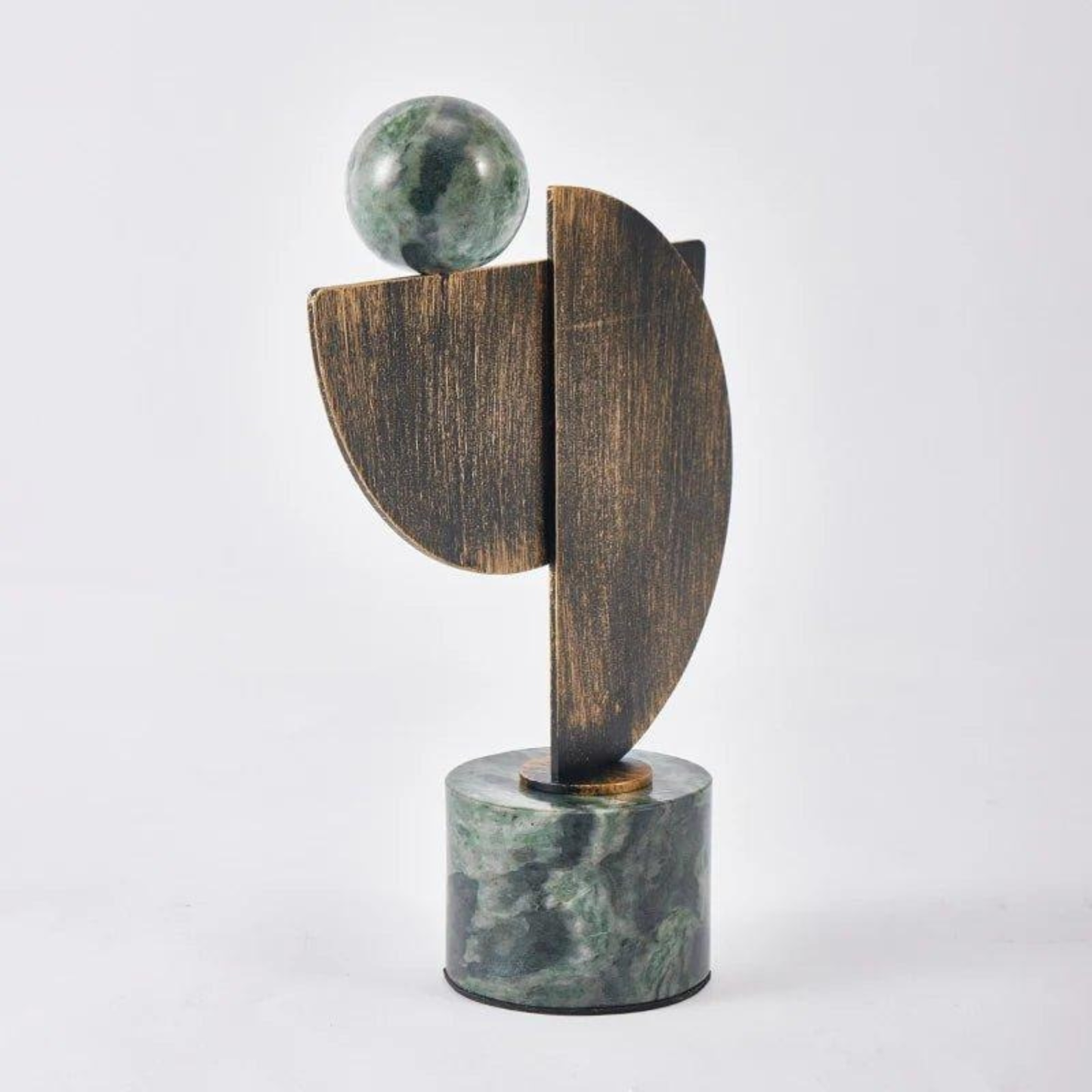 Abstrakte Bronze-Skulptur mit Marmorsockel – Handgefertigte