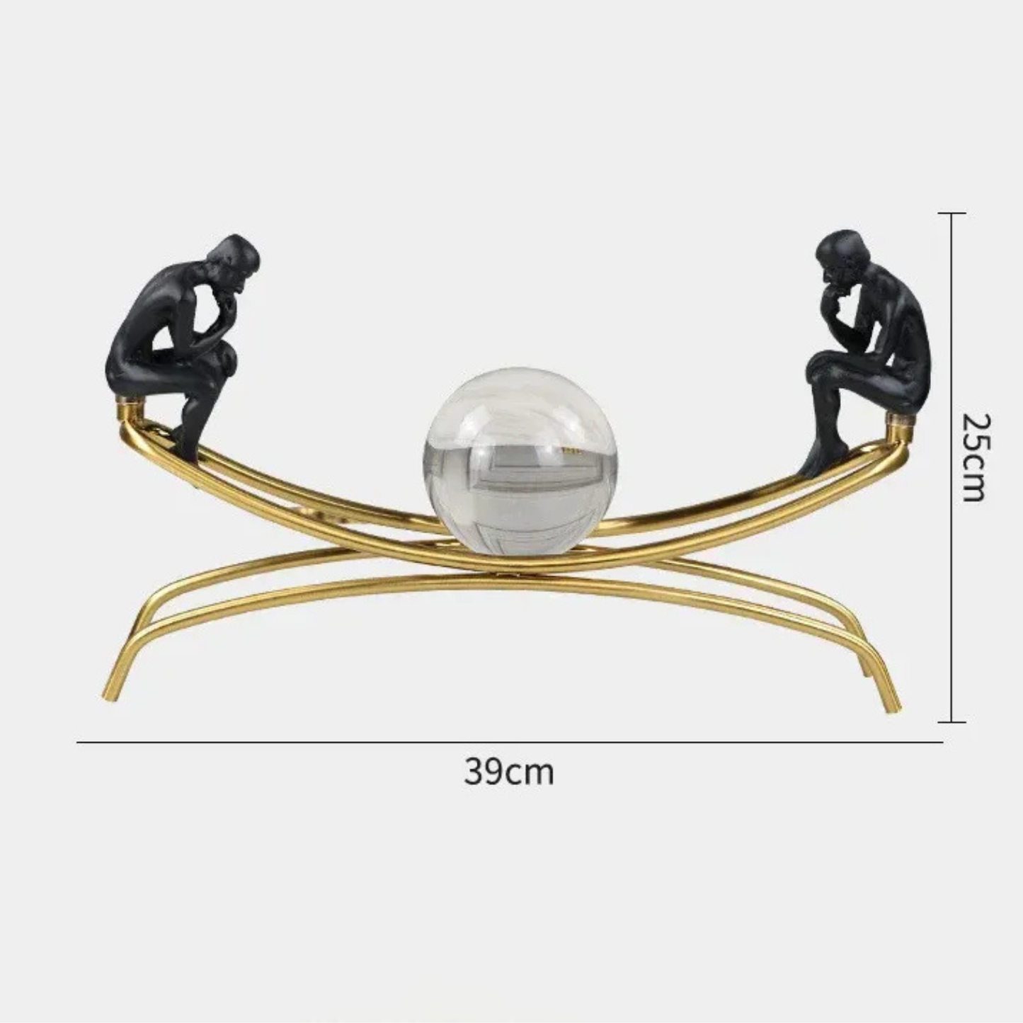 Luxus Kristallkugel Denker Skulptur Gold Metall Wohn Deko Design