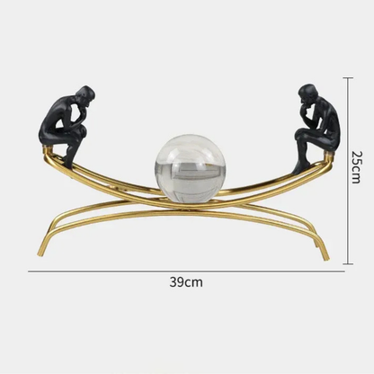 Luxus Kristallkugel Denker Skulptur Gold Metall Wohn Deko Design
