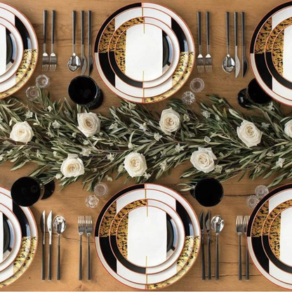 Schwarz Gold Marmor Luxus Bone China Geschirrset