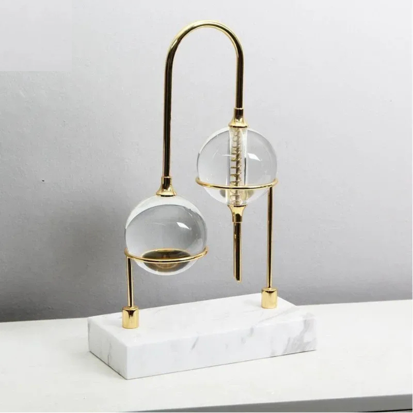 Luxus Kristallkugel Skulptur Gold Metall Marmor Basis Wohn Deko