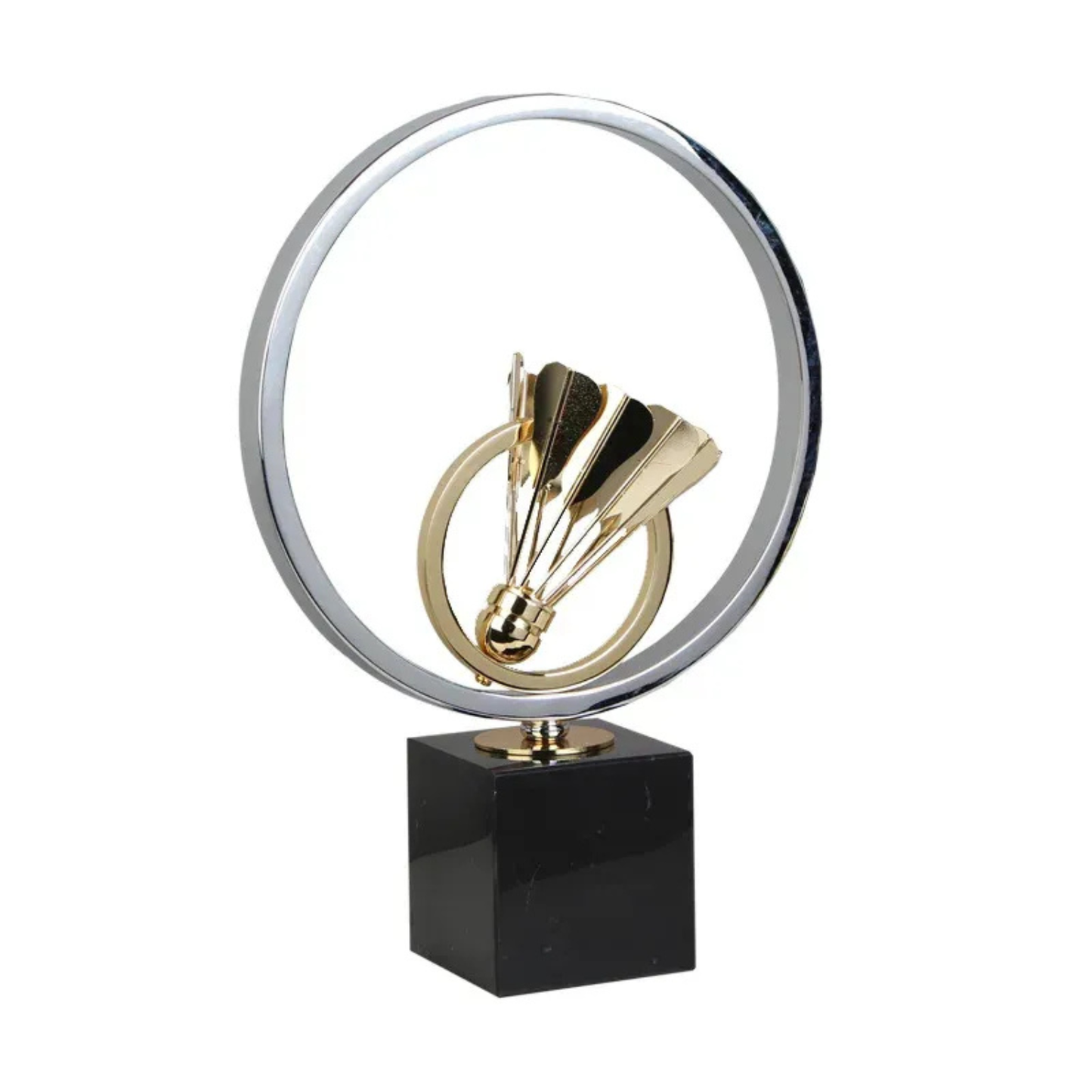 Luxus Metall Skulptur Badminton Kunstobjekt Gold Silber Deko