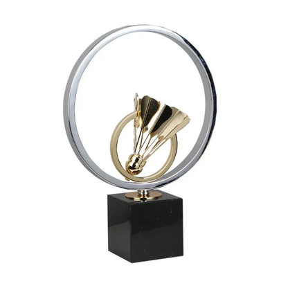 Luxus Metall Skulptur Badminton Kunstobjekt Gold Silber Deko