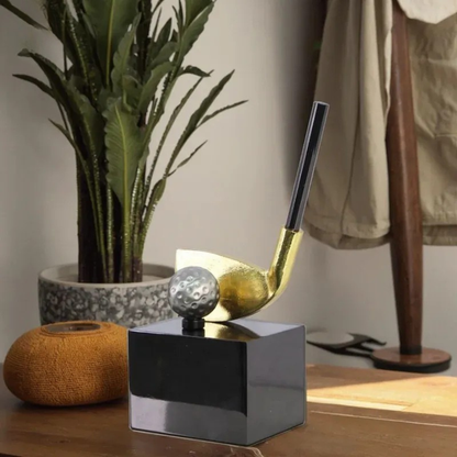 Luxus Gold Golf Skulptur Dekofigur Metall Kunstobjekt