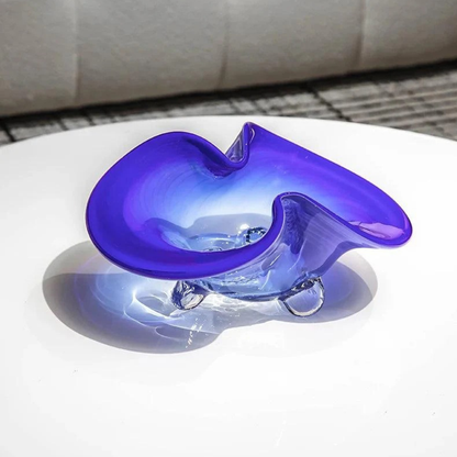 Modern Luxus Handgefertigte Große Blaue Kristallglas Schalen