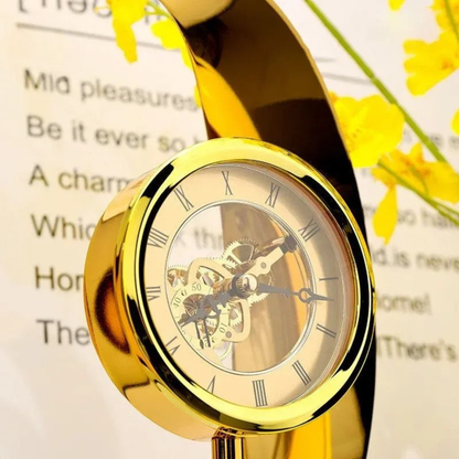 Luxuriöse Goldene Tischuhr mit Marmor Sockel