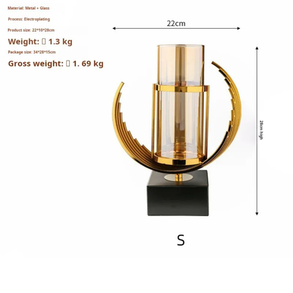 Goldene Metall-Glasvase im Art-Déco-Stil – 28 cm