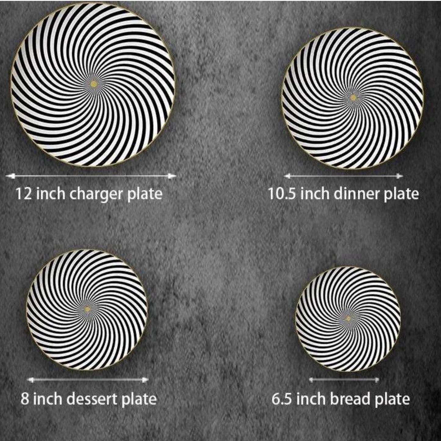 Luxuriöses Black Stripe Bone China Geschirrset