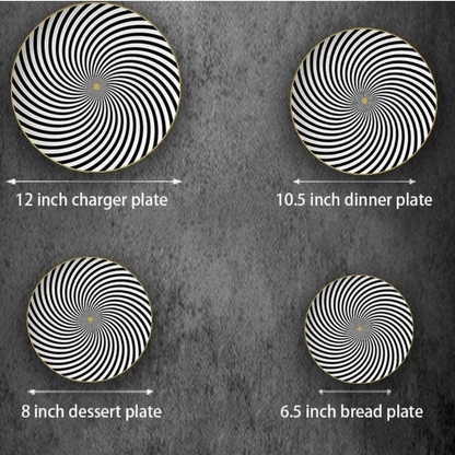 Luxuriöses Black Stripe Bone China Geschirrset