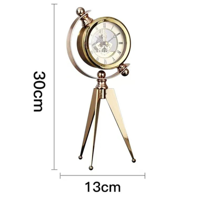 Goldene Tripod-Tischuhr aus Metall