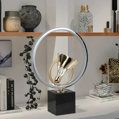 Luxus Metall Skulptur Badminton Kunstobjekt Gold Silber Deko